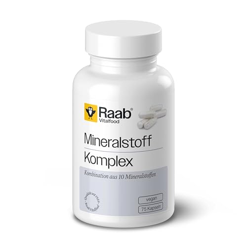 Raab Vitalfood® Mineralstoff Komplex Kapseln (75 Stück) - eine ausgewogene Kombination aus 10 Mineralstoffen und essenziellen Spurenelementen. Ohne Zusätze, Vegan
