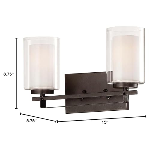 Image of Minka Lavery 6102-172 Parsons Studio Vanity Bath Light, 2-Light, 200 Total Watts, 15-in H x 8.75-in W, Smoked Iron