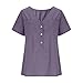 Ssuyeuri Linen Tops for Women Short Sleeve Round Neck Fashion Casual Shirts Top 2026 Summer Loose Fit Dressy Blouses Purple