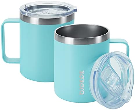 BJPKPK 2PCS Insulated Coffee Mug with Lid, 14oz Stainless Steel Tumbler