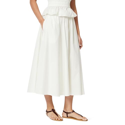 White Cotton Midi Skirt