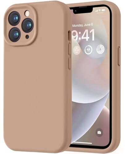 Image of LOVE 3000 Designed for iPhone 13 Pro Max Case, Premium Silicone with [Soft Anti-Scratch Microfiber Lining] Shockproof Protective Phone Case for Holsters 6.7 inch, Light Brown