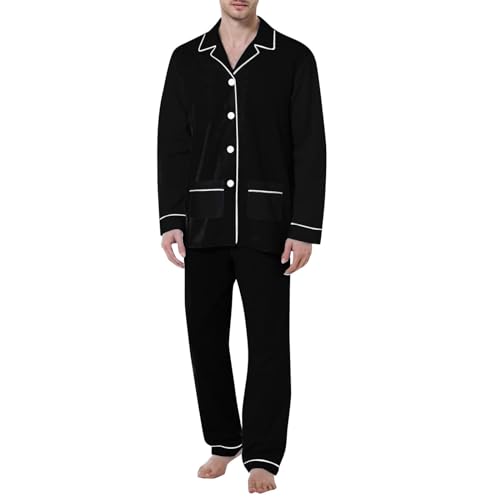 Pyjama long en coton pour homme haut de gamme avec boutonnière et finitions tailleur élégantes