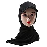 KJGKV Baseball Hat Cap Hijab Shawl Simple Fabric Turban Summer Breathable Muslim Headscarf Hijab Cap for Women Men,Black