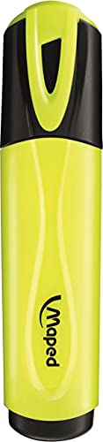 MAPED Boite de 12 Surligneurs Fluo'Peps Classic coloris Jaune des Couleurs Éclatantes pour Surligner Vos écrits Pointe Biseautée permettant de Faire Des Traits de 1 à 5 mm - vue 3