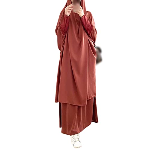 Jilbab abaya facile à enfiler pour prier, robe longue hijab orange sans effort