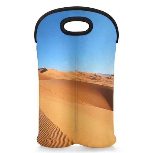 GzLeyigou 2 Bottles Desert Scenery Wine Bag Sleeve Totes Neoprene Protective Wine Carrier Bag for Wine,Water, Champagne, Beer, Baby Bottles,Gift 14.5 x 10 Inches