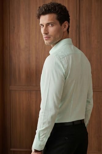 Image of Louis Philippe Men's Slim Fit Easy to Iron Everyday wear Premium Cotton Full Sleeve Textured Formal Shirt