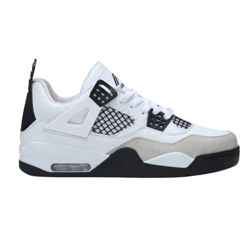 ADEBOY Mens Synthetic Leather EVA Sole Lace-Up Retro Sneakers | White/Black | 9 UK (B0D4V8P7D1) Amazon Price History, Amazon Price Tracker