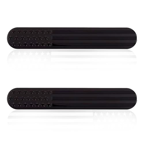Image of Pack of 2 Black USA American Metal Flag Auto Fender Emblem, Car Badge Car Decals, Used for Most Cars, Trucks, Suvs(Black)