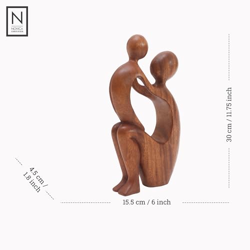 Escultura artesanal en madera natural Madre e Hijo 29.85 cm miniatura 5