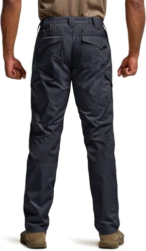 Image of CQR Men's Flex Ripstop Tactical Pants, Water Resistant Stretch Cargo Pants, Lightweight EDC Hiking Work Pants