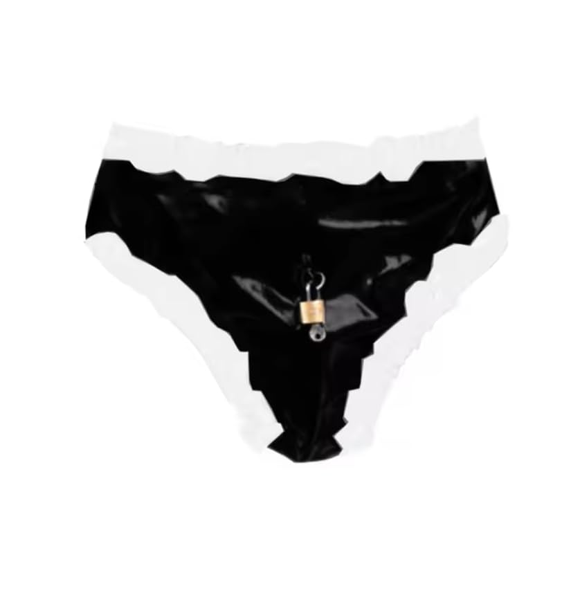 Verrouillable Sissy Short Sissy Homme Gay Sous-vêtements Femme de ménage Lingerie PVC à volants Bloomer Shorts Jupe Culottes Personnalisables
