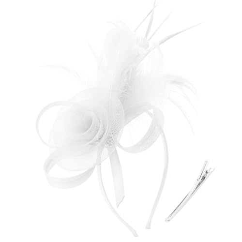Image of DRESHOW Fascinators Hats for Women Tea Party Fascinator Hats Vintage 50s Headwear Cocktail Wedding Church Derby Hat
