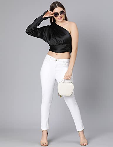 Image of oxolloxo Pestal Coral one Off Shoulder Women Satin Crop top