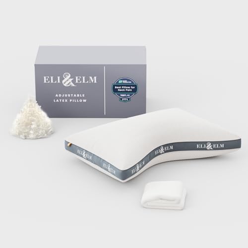 Eli & Elm Best Ergonomic Side Sleeper Pillow for Neck Pain. Supportive Cooling Latex Fill. U-Shape Contoured Design. King & Queen Size (Queen (U.S. Standard), with Pillow Case)