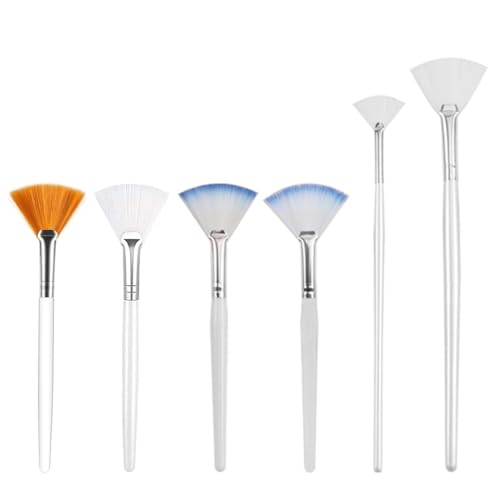 BZKSER Pennello per Maschera Viso - 6 PCS Pennello fondotinta,Fan Brush Maschera Viso Pennello Morbido Trucco Spazzole Acido Applicatore Estetista Pennello,per Donne Ragazze Fango Maschera Argilla