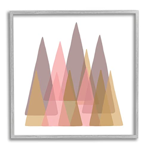 Stupell Industries Kids' Abstract Geometric Forest Pink Brown Trees Grey Framed Wall Art, 17 x 17