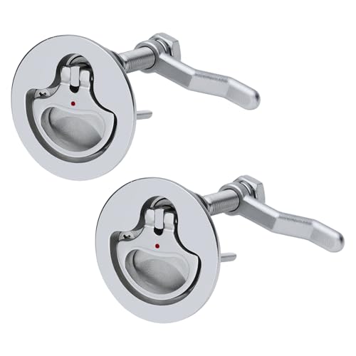 SHENGHUISS Boat Cam Latch Flush Pull Handle 316 Stainless Steel Boat Hatch Latch with Back Plate for Yachts Ships RVs (2 Pack)