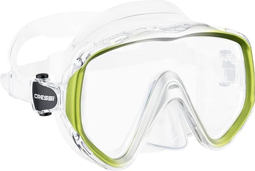 Máscara de buceo y snorkeling Cressi para adultos con gran lente única verde