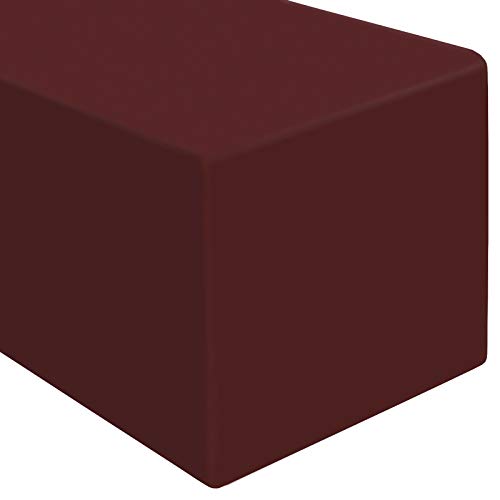 Lann's Linens - 4' Premium Fitted Tablecloth for 48" x 24" Rectangular Table - Wedding/Banquet/Trade Show - Polyester Cloth Fabric Cover - Burgundy
