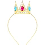 Didder Halloween Princess Party Costume Headpiece Headband Peach Rose Red Blue Rhinestone Crowns