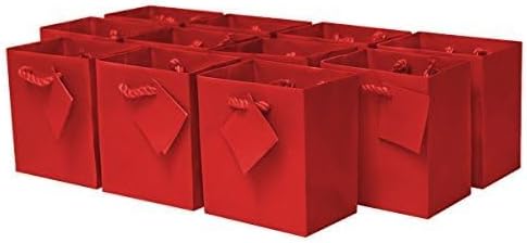 OccasionALL Bolsas de regalo rojas, mini bolsas de papel de Navidad con asas para vacaciones, cumpleaños, bodas, recuerdos de fiesta, compras, venta