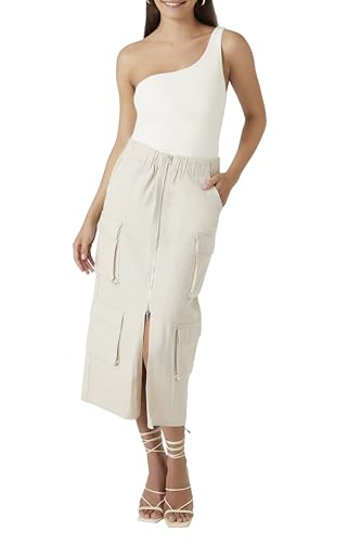 Forever 21 Twill Cargo Maxi Skirt Birch X-Small