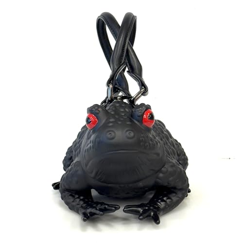 Windy Willow Black Toad Bag with Red Eyes, Purse Satchel Handbag Witch Frog Cottagecore Goblincore Dark Gothic Witchy Aesthetic