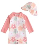 Costume da bagno per neonato maschio/femmina anti UV da 3 mesi a 3 anni, UPF 50+ tutina per neonato con cappello, maglietta a maniche lunghe, 3-6 Mesi