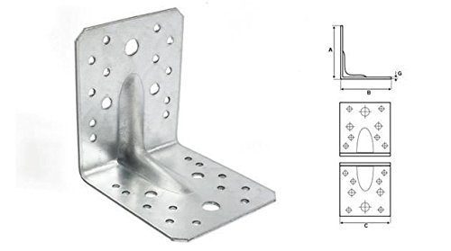 Stalco Set mit 100 Stück Winkelverbinder aus Stahl | Bauwinkel 50x50x35 mm Winkel Set | Stahlwinkel mit PW mit CE Zulassung Möbelverbinder | Holzverbinder Montagelöcher Klammern Eckwinkel