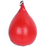 Hohopeti Ballon de Boxe Vitesse de Poire Rouge Cuir PU Cranté Cousu Renforcé Ballon de F...