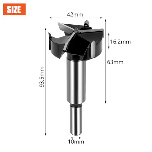 Flintronic ForstnerBohrer 42mm Holz, Cutter mit Rundschaft, Bohrer für holz, Zubehör Bohrmaschine, Holzbohrer, für Hölzer, Spanplatten, Faserplatten