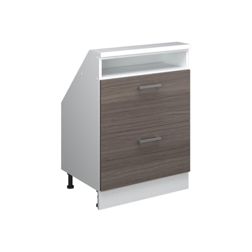 Vicco Küchenschrank für Dachschrägen R-Line, Edelgrau/Weiß, 60 cm mit 2 Schubladen Vicco Küchenschrank für Dachschrägen R-Line, Edelgrau/Weiß, 60 cm mit 2 Schubladen