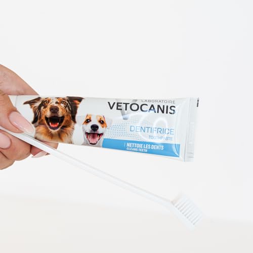 Vetocanis Bio00068 Zahnpflegeset für Hunde, mit Zahnbürste, Zahnpasta und Massagebürste, Geschmack Biscuit, 1 stück (1er Pack)