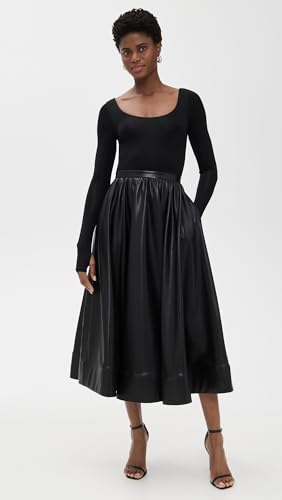 alice + olivia Women's Chara Vegan Leather Scoop Neck Midi Dress2