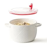 Adewnest Ceramic Soup Bowl with Lid & Handle: 32 oz Large Kitchen Container for French Onion Meal Prep Cereal Ramen Oatmeal Dorm Living Single Serve Dinner Work Lunch Food Storage - White 1 PCS