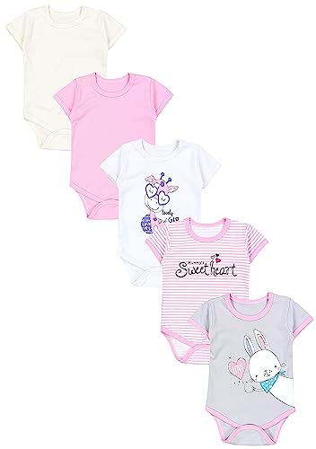 TupTam Baby Body Mädchen 5er Pack – Kurzarm Body Baby aus Baumwolle,...