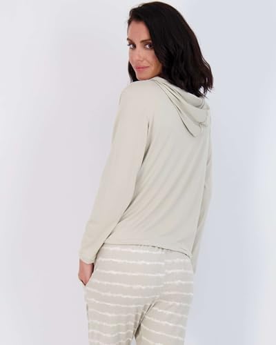 Image of Real Essentials 2 Pack: Women's Soft Long Sleeve Sleep Set - Comfortable Lounge Pull Over Hoodie and Henley Jogger