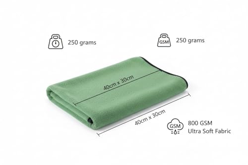 Image of Cleaning Cloth for Car, Bike & Home - Ultra Soft, Dual-Sided Green & Grey Towel - High Absorbent, Lint-Free, Scratch-Free - Reusable Washable 40X30 CM - Pack of 1 (Green)