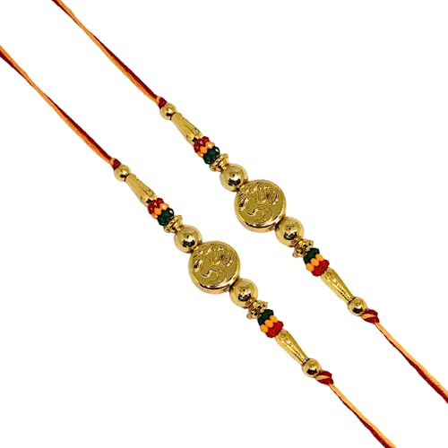 IndiaBigShop Rakhi for Brothers Om Design Rakhi Thread, Raksha Bandhan Gift for Your Brother, Vary Color and Multi Design - Set of 2