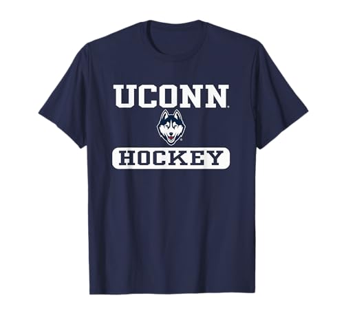 Elite Authentics Connecticut Huskies Hockey T-Shirt, Unisex-Adults, Unisex-Kids, Blue, Short Sleeve, Small