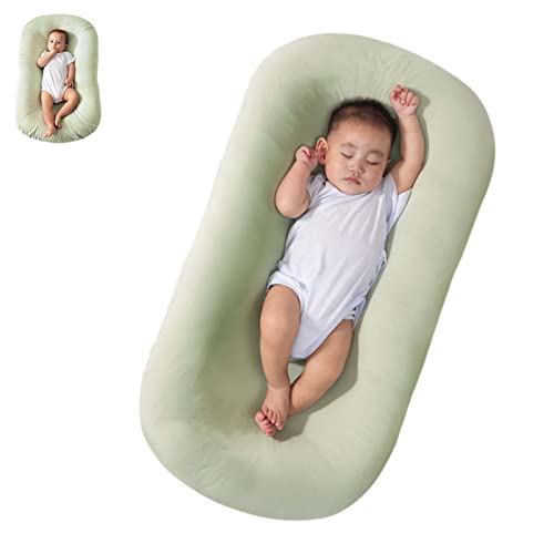 Image of Baby Lounger Pillow Soft Organic Cotton Breathable Lounger for 0-18 Months, Newborn Lounger for Baby, Baby Lounger for Newborn (Green)