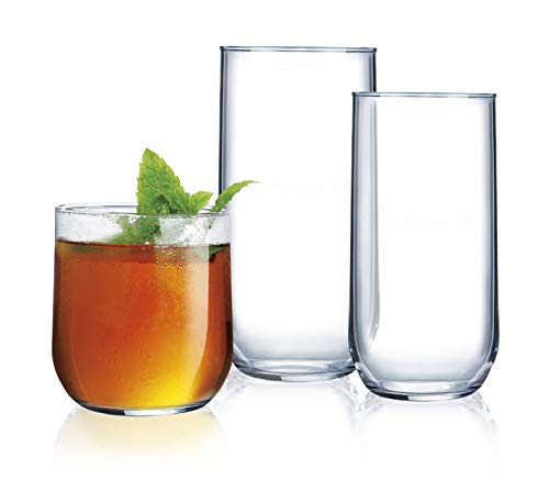 Luminarc Metro 18 Piece Drinkware Set, 6 Short Glasses, 6 Medium Glasses, 6 Tall Glasses