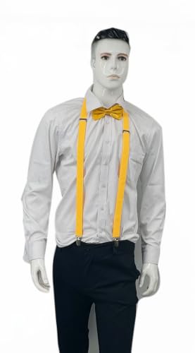Image of Men's Suspenders Bowtie Set Elastic Y Shape Style Women's Suspenders Bowtie For Wedding&Formal Events