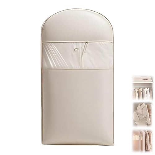 Otherwisie Space Saving Hanging Garment Bag with Self Compression Zipper, Dust Cover Clothes Bags, Space Saver Closet Organizers, Hanging Garment Bags for Closet Storage (BEIGE,XL)