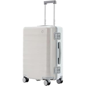 Carry on Luggage 22x14x9 Airline Approved, Hard Shell Suitcase with Spinner Wheels, TSA Lock, Latching System, Mocca+Moonlight White, 39L, Manhattan Classic