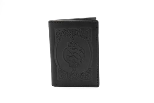 Briomhar Irish Tri-Fold Leather Wallet for Men - Irish Celtic Knot Design Made in Ireland - Black