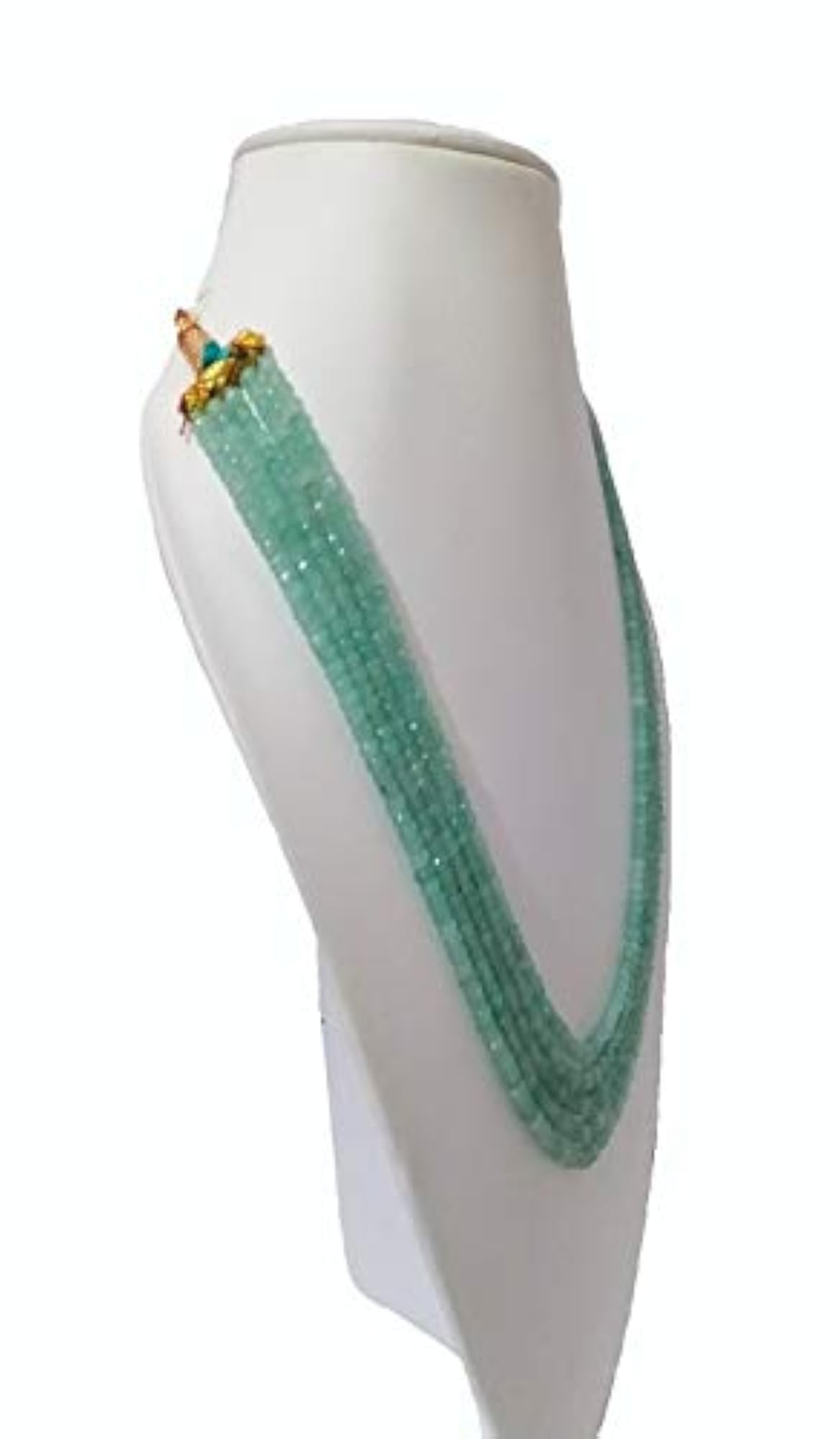 Aquamarine Colour Onyx Gemstone Beads 5 Layer Necklace