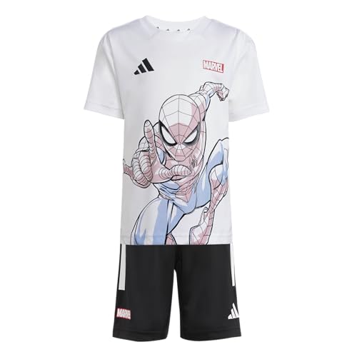 adidas Unisex-Kids x Marvel Spider-Man Sportswear T-Shirt Set, White/Black, 2 Years2